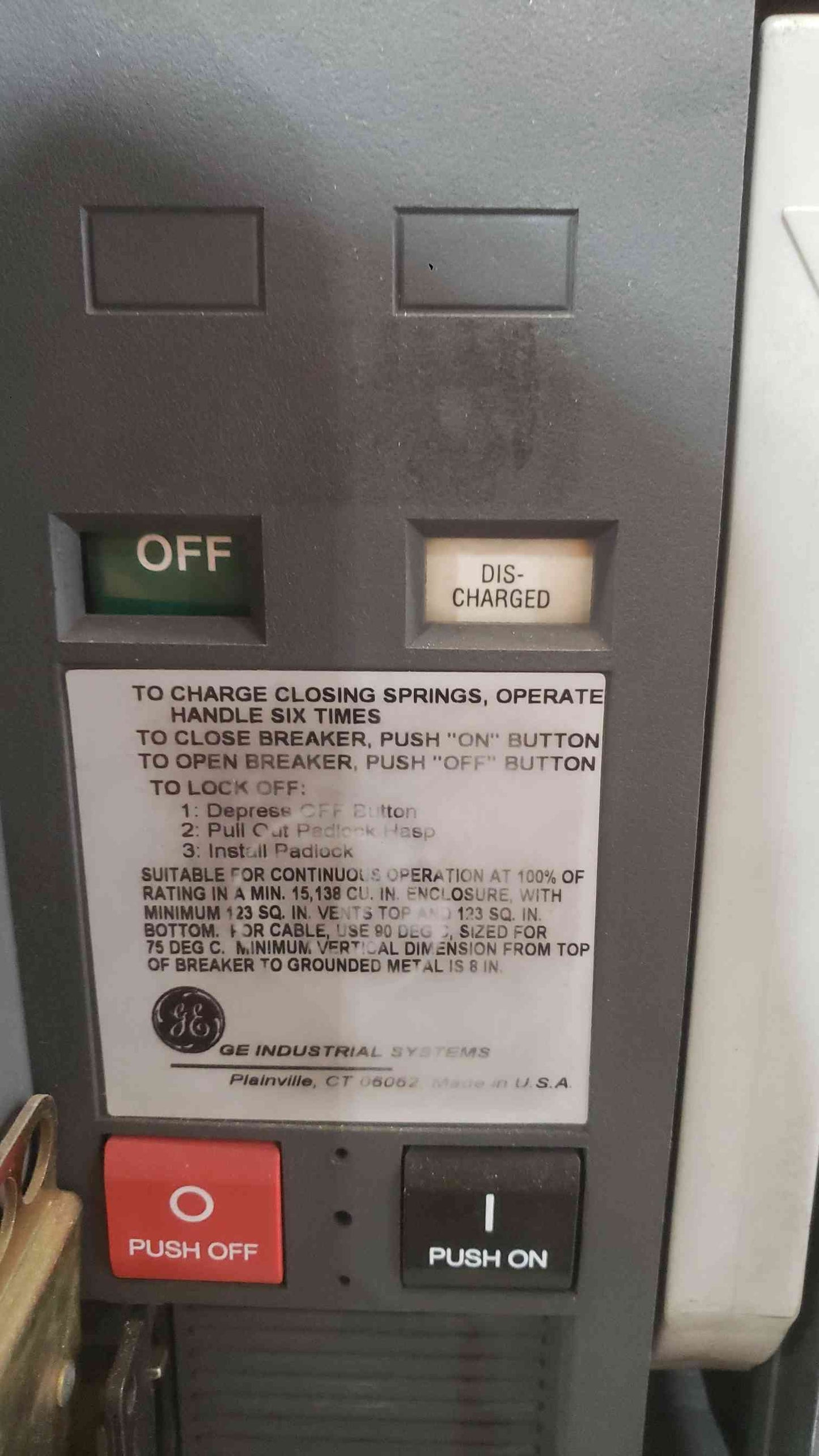 GE Power Break II SSD40B440H 4000A 3-Pole 600V Insulated Case Circuit Breaker in Switchboard Section (SKU: 113121)