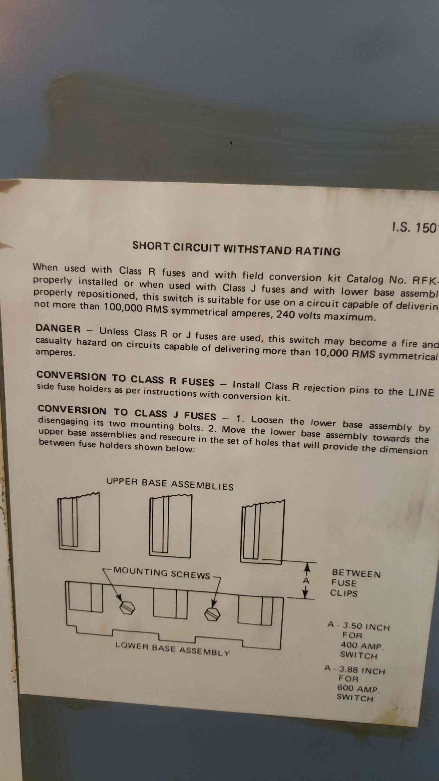 Westinghouse HF425N 400 Amp 240V Fusible Heavy Duty Safety Switch Disconnect