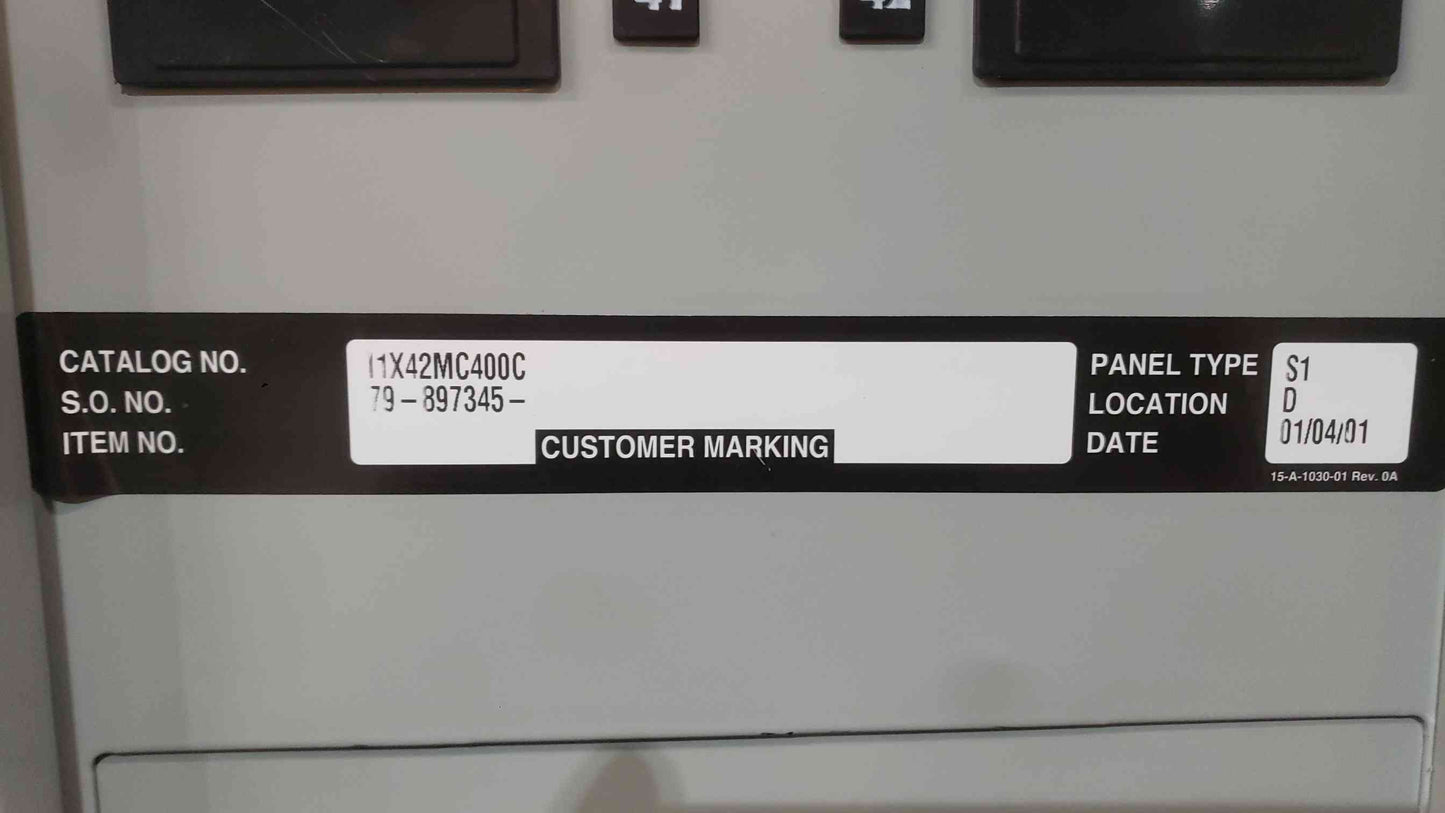 Siemens S1 225A 120/208V 3 Phase Panelboard 225A Main 100A & 35A 3-Pole Breakers