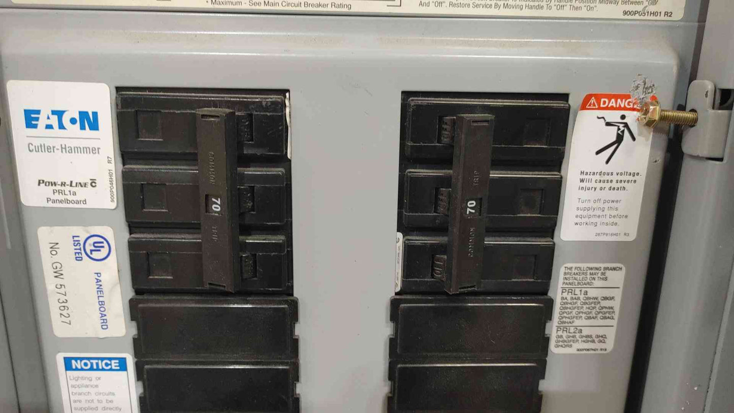 Eaton Cutler Hammer PRL1a 3 Phase Panelboard 125A Main ED3125 225A Max 2x 70A