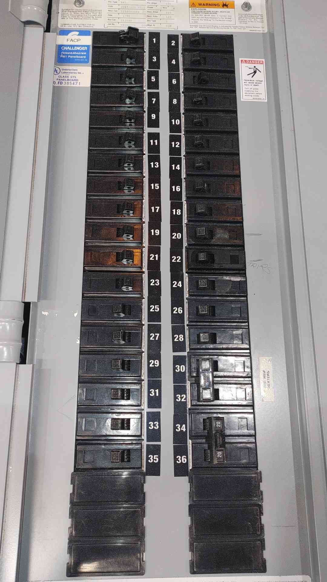 Challenger PowerMaster 125A 208Y/120V 3 Phase Panelboard 125 Amp Main 34 Breakers