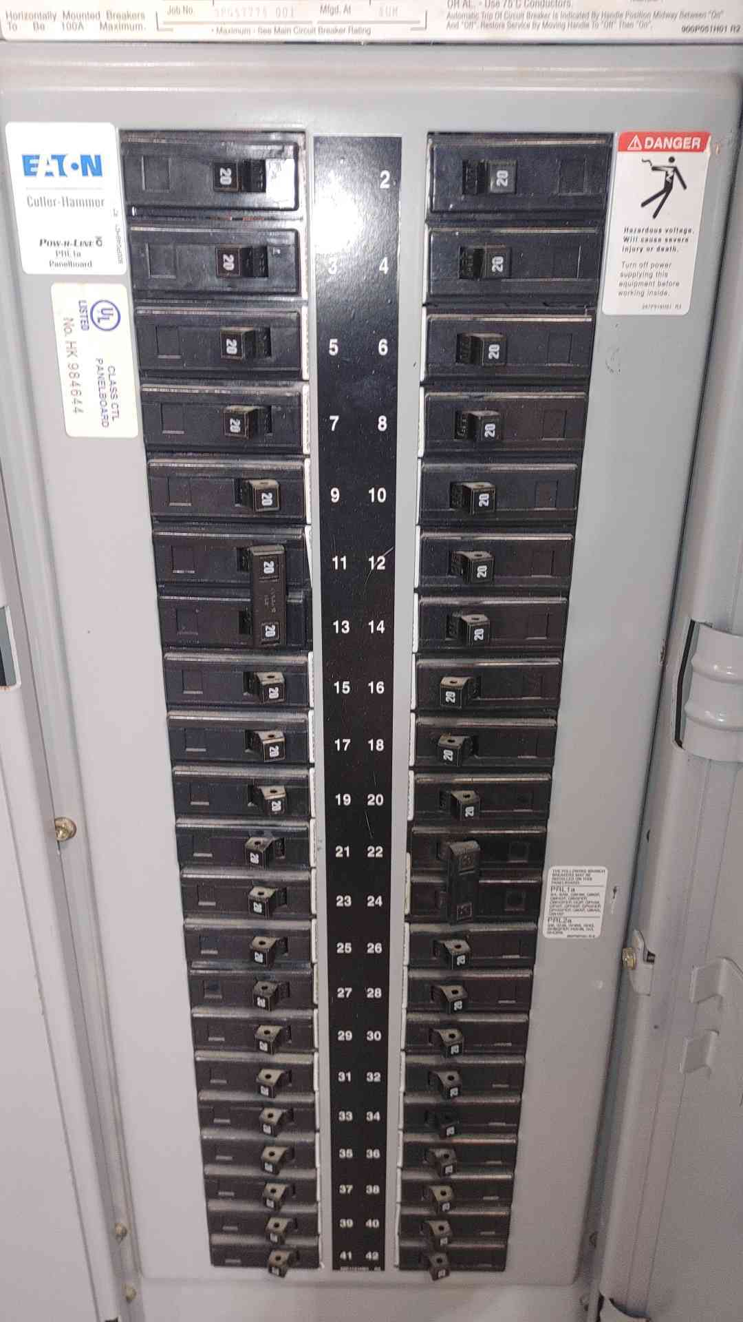Eaton Cutler-Hammer PRL1A 150A Main 208Y/120V 3 Phase 42 Ckt Panelboard Pow-R-Line