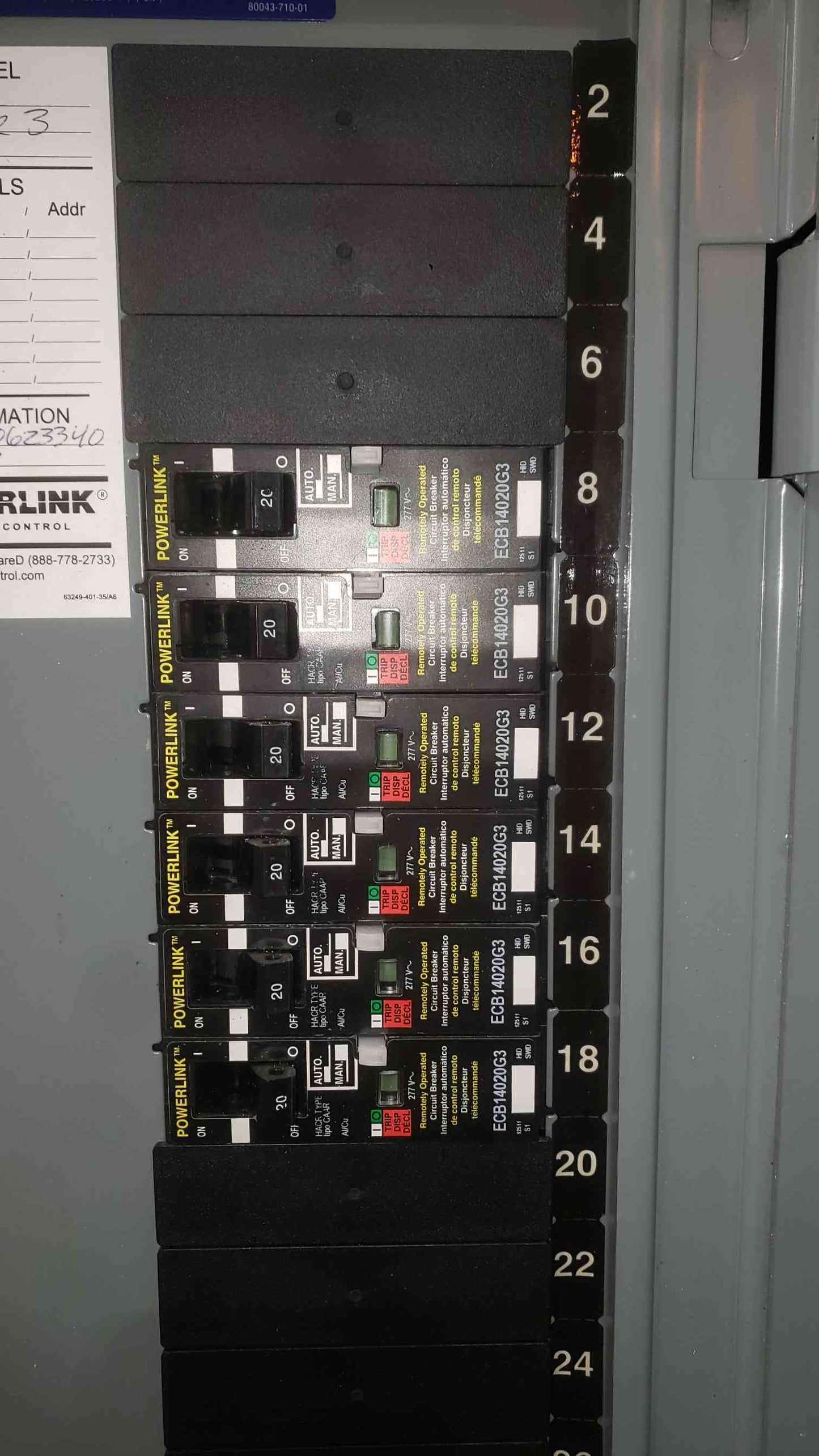 Square D Powerlink G3 NF Panelboard 125A 480Y/277V 12x ECB14020G3 100A EDB34100