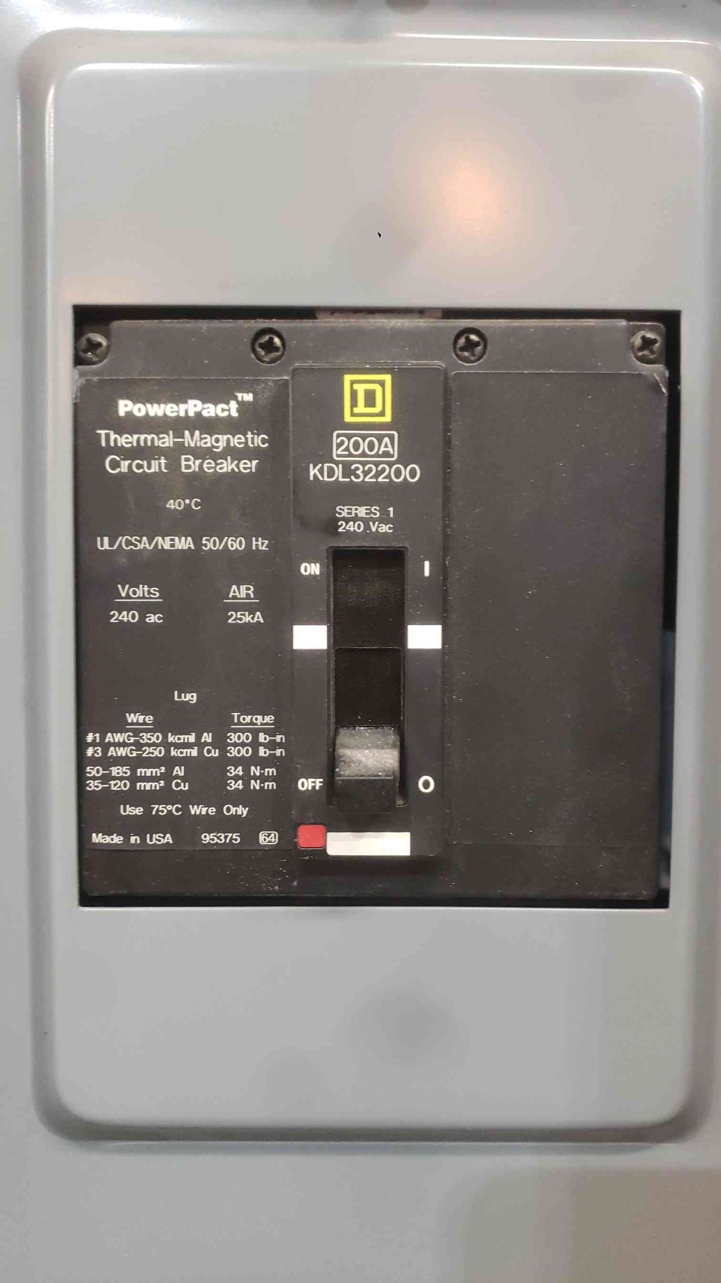 Square D QO 42 Space Panelboard 200A 3 Phase 240V W/ PowerPact KDL32200 Main