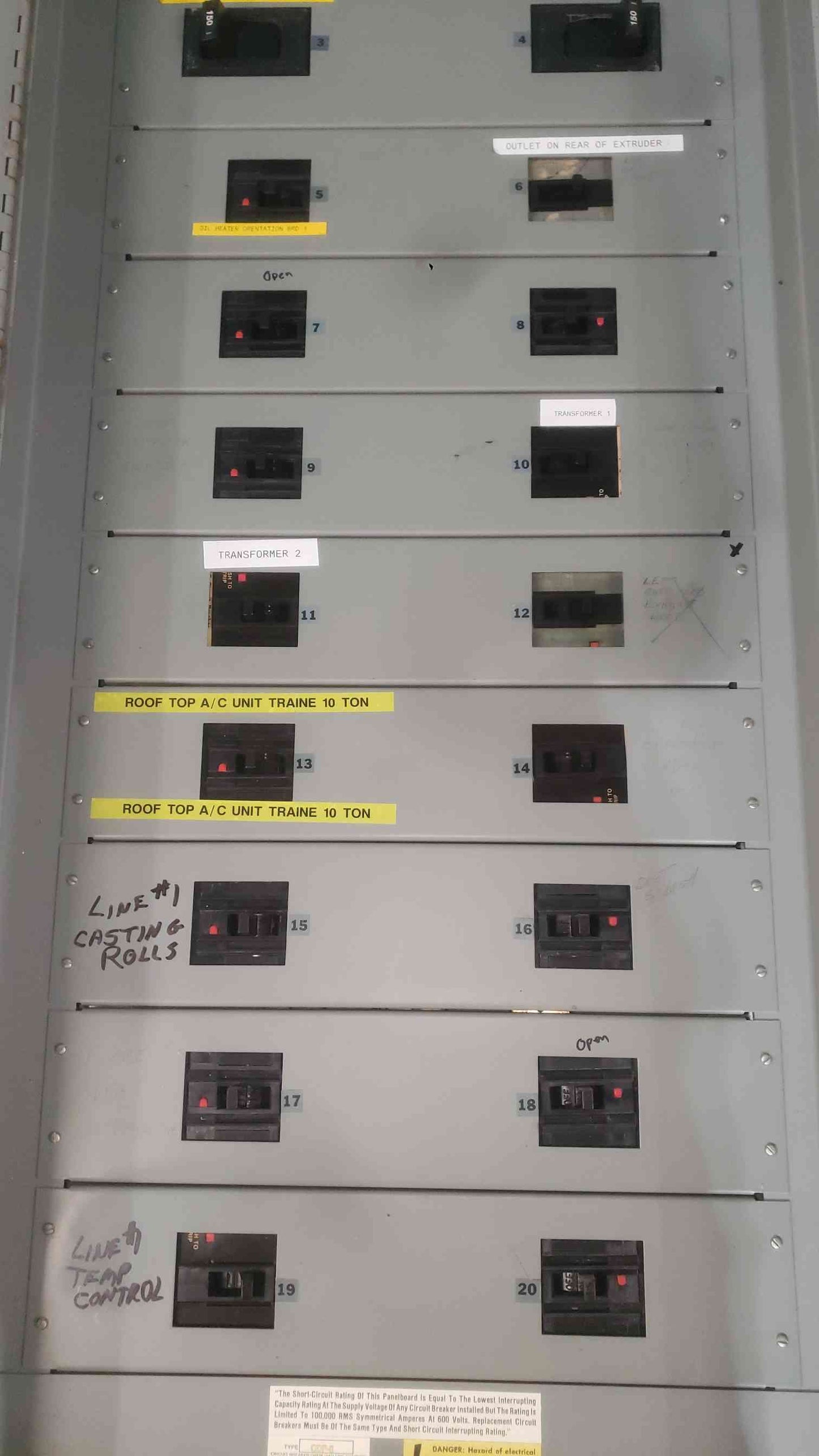 ITE 400A 480V 3 Phase Distribution Panel with 20x ITE 3-Pole Breakers