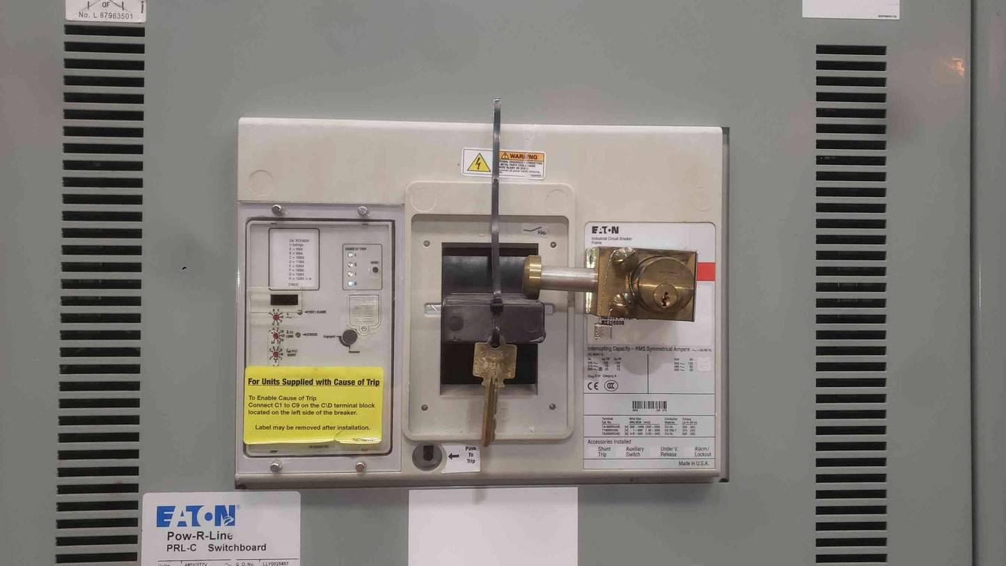 Eaton Pow-R-Line Switchboard 1600A 3 Pole 480V Breaker RG310+ RT316039 LSIG ARMS