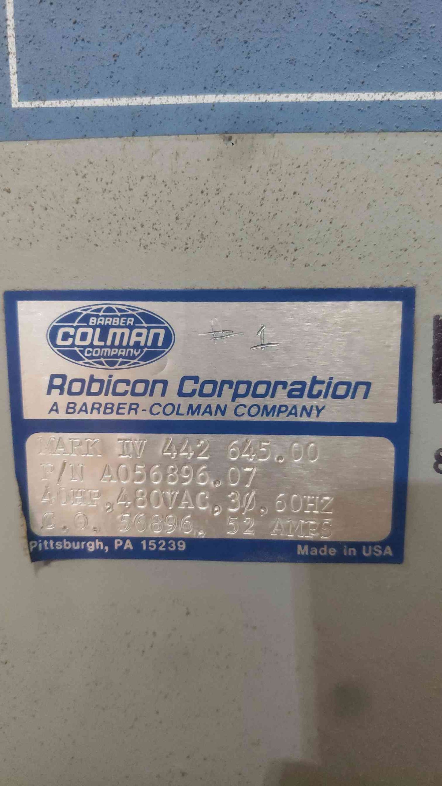 Robicon Barber Colman Mark IV VFD Drive Cabinet 40HP 480V 3PH Enclosure 645.00