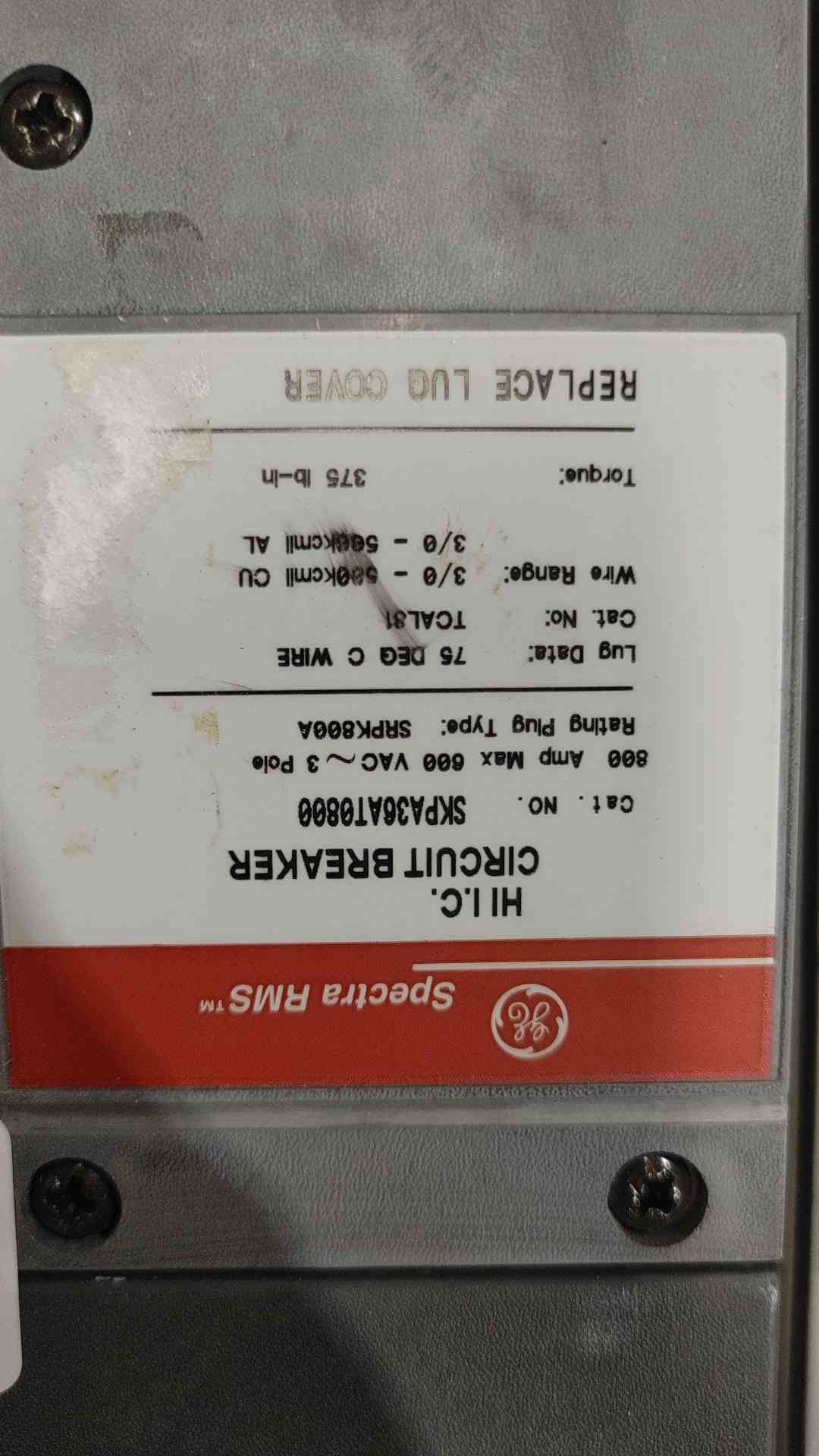 GE Spectra Series 800A Main Distribution Panelboard 600V 3 Phase Loaded Breakers