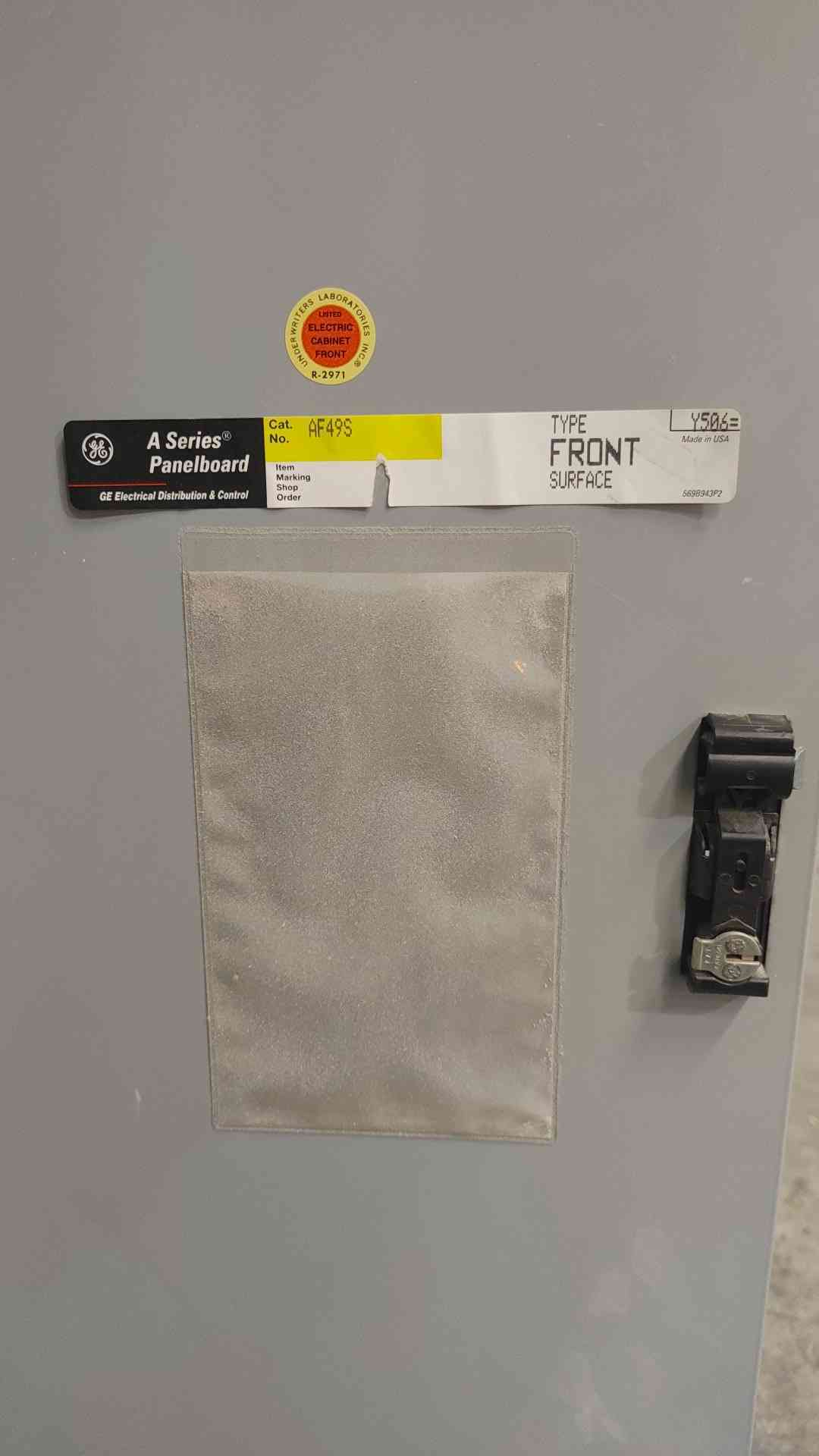 GE A Series Loaded 100A Panelboard W 14 3-Pole Breakers 100A 60A 30A 15A AF49S Cover