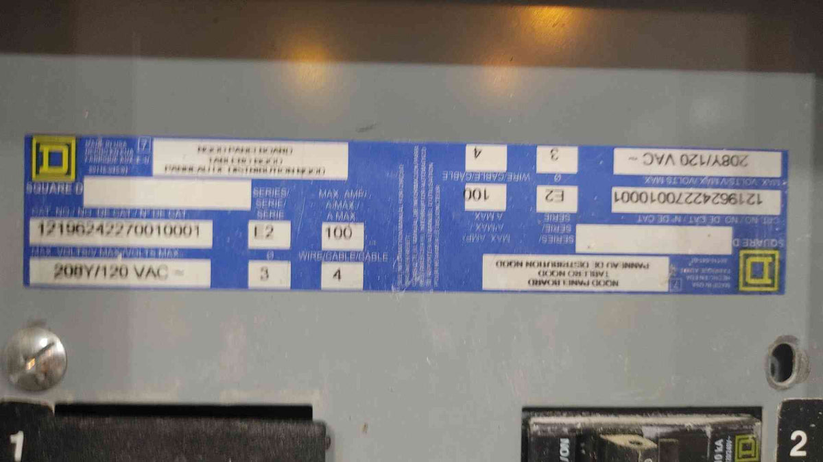 Square D NQ 42 Space Panelboard 100A 208Y/120V Loaded W 25 QO Breakers 60A 30A