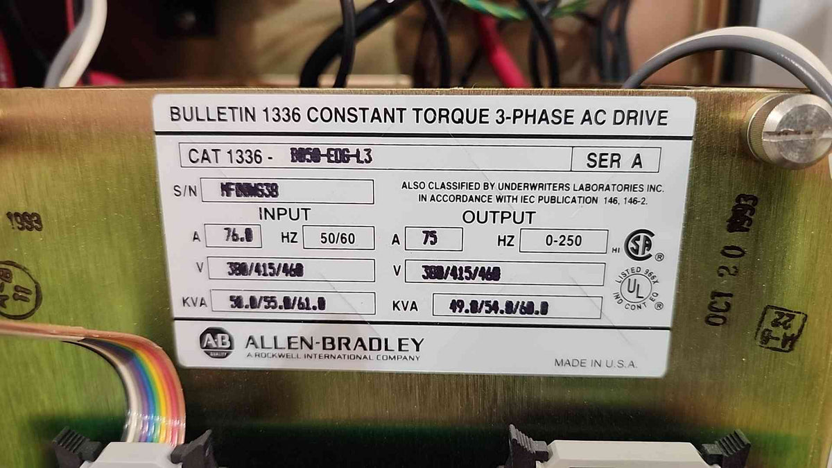 Allen Bradley 1336 50 HP VFD Control Cabinet Panel 1336-B050-EOG-L3 460V 3 Phase