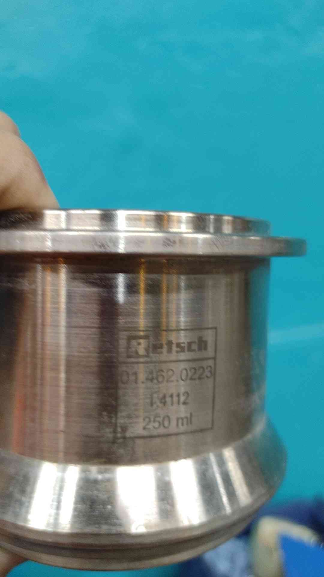 Retsch 250 ml Hardened Steel Grinding Jar 01.462.0223 1.4112 Planetary Ball Mill