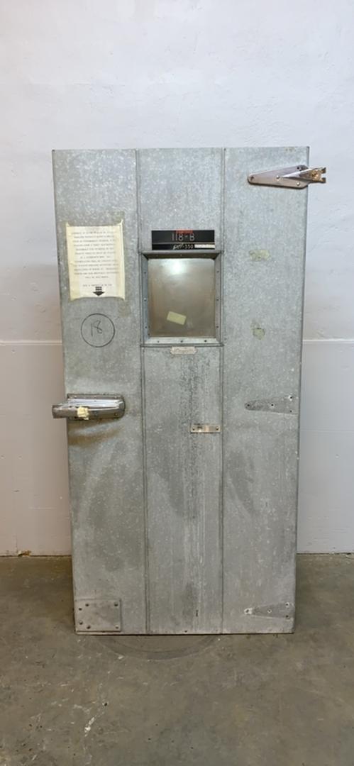 Vintage JAMESON Wooden Freezer Door w/ Galvanized Facade 43x10x83(S6LLST8365)