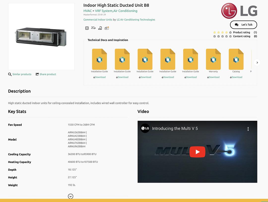 LG High Static AC ARNU963B8A4 Mini Split System(S6LLST11379)