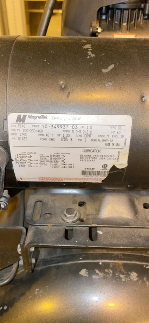 Dayton Air Compressor w 1.5HP MagneTek Motor 460v 60 Gal 5Z699(S6LLST3910)