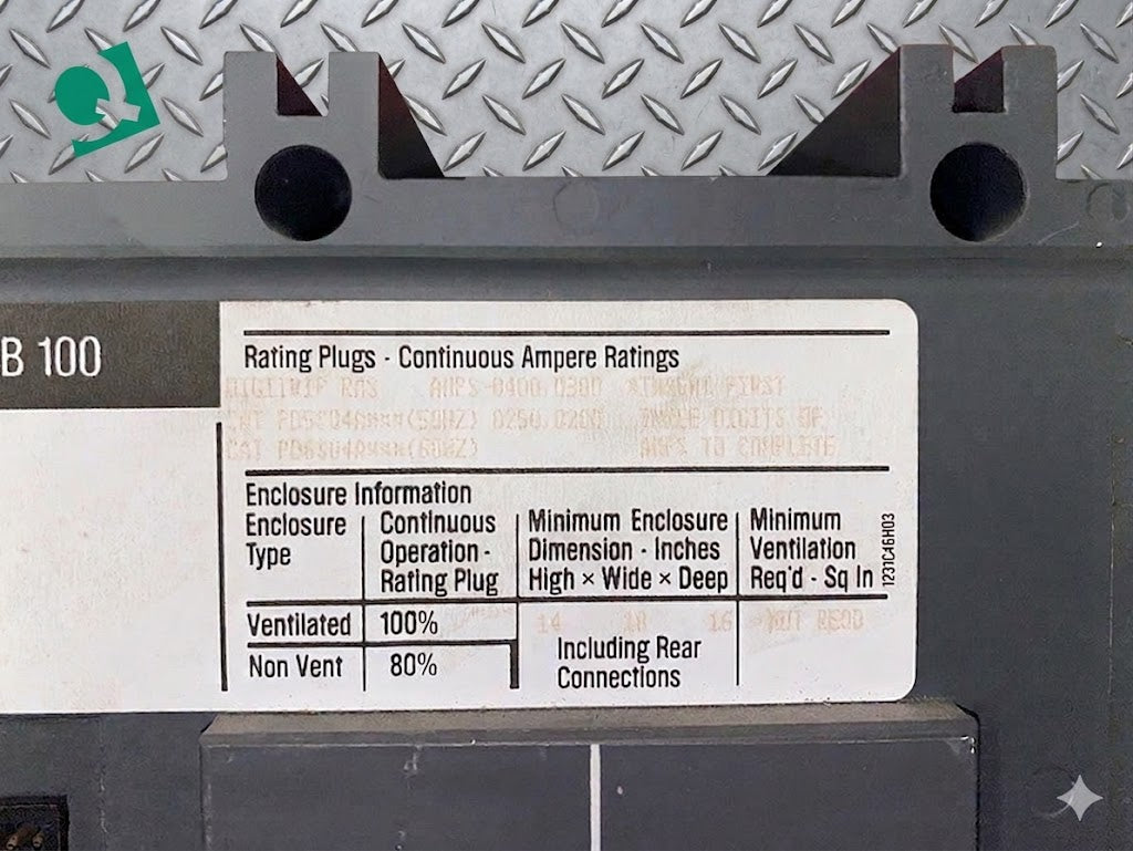 Westinghouse PowR Circuit Breaker 400A SPB 100 w/ Digitrip RMS Cat: PD6S04A020(S6LLST1568)