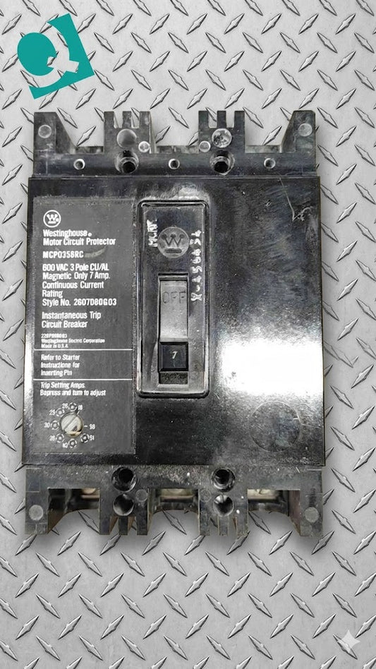Westinghouse Motor Circuit Breaker Protector MCP0358RC 7A 3POLES 600V (SKU: 110237)