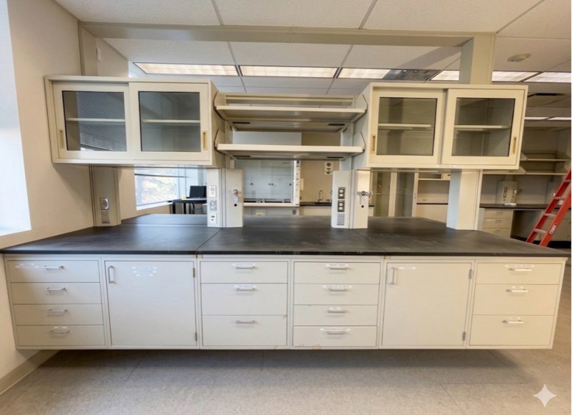 12'x66" Hamilton Metal Casework Island Work Center Reagent Shelf Epoxy Tops & Utilities Customize