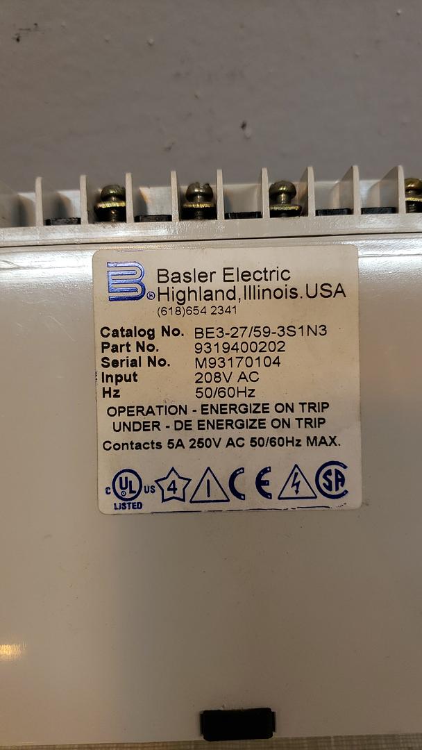 Basler Electric BE3-27/59-3S1N3(S6LLST9014)