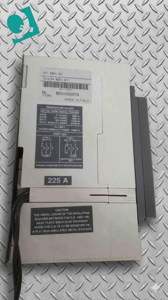 ABB 225A SACE Tmax Ts3N 225 3 Pole Breaker (SKU: 111875)