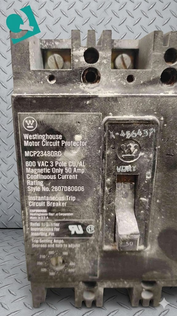 Westinghouse MCP23480RC 50 Amp 3-Pole 600V Motor Circuit Protector â€“ Instantaneous Trip