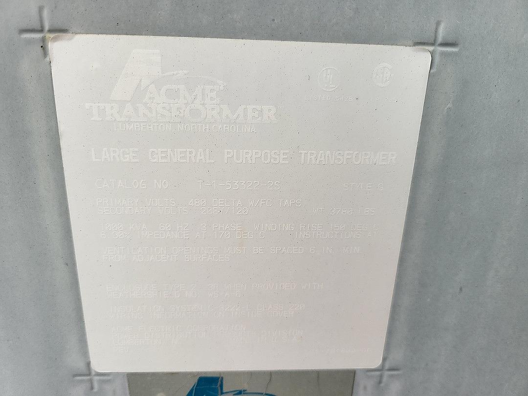 1000KVA 1MW ACME Transformer Dry Type Transformer 480/208/120 Cat T1533222S(S6LLST4288)