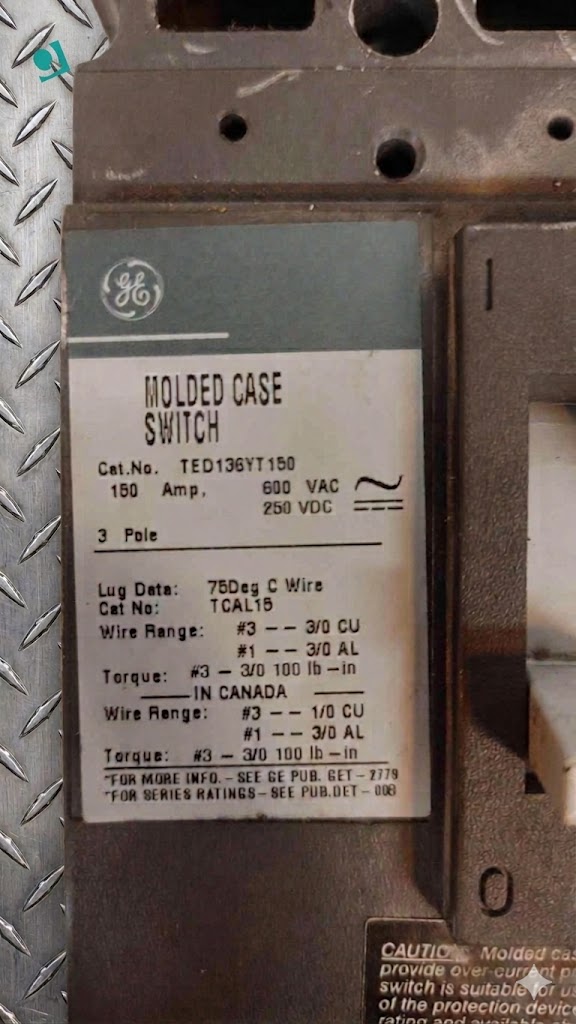 General Electric 150A 3 Pole Circuit Breaker 600VAC 250VDC TED136YT150(104873)