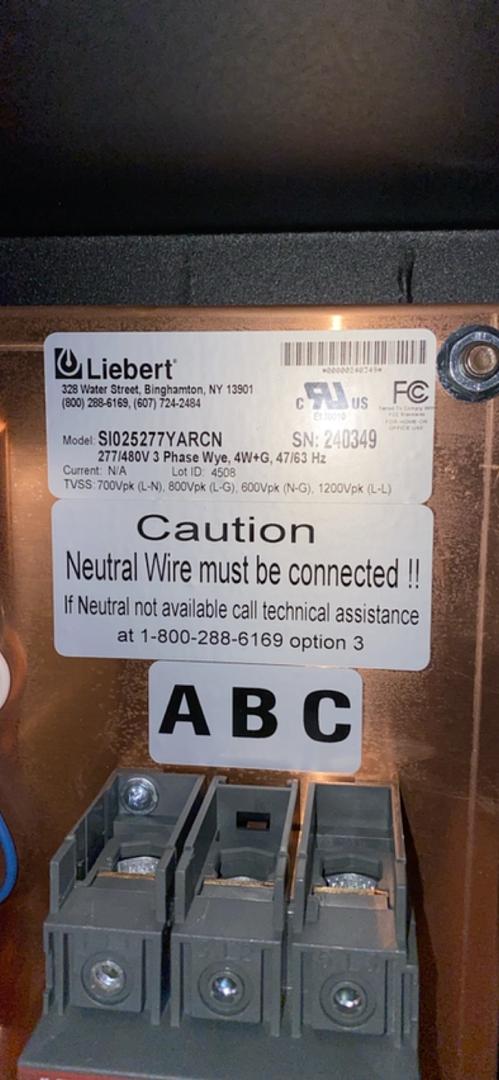 Liebert INTERCEPTOR Surge Suppression Unit SI025277YARCN(S6LLST4275)