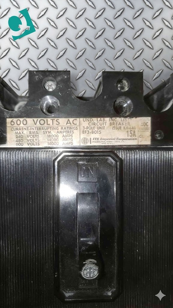 ITE IMPERIAL CORPORATION 3 POLE UNIT 15A 600 VOLTS Circuit Breaker (SKU: 110204)