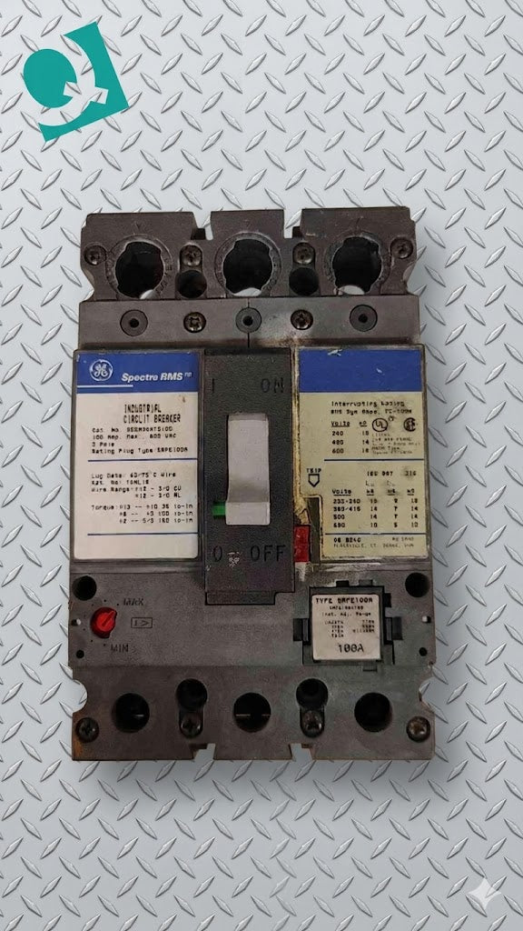 GE Spectra Series RMS SEDA36AT0100 100A 3 POLE (2632AA)(2632AA)