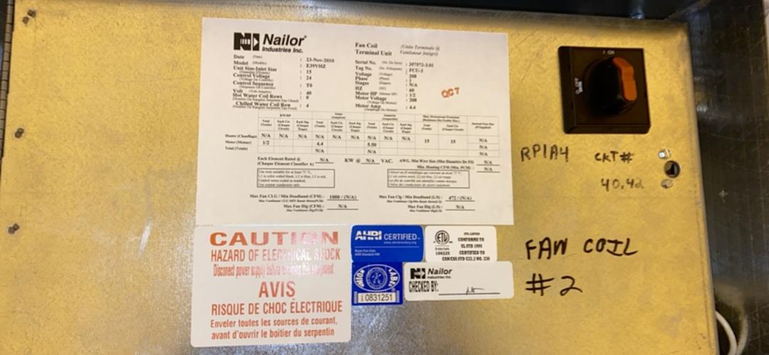 Nailor E39VHZ Fan Coil Terminal Unit '10(S6LLST3546)