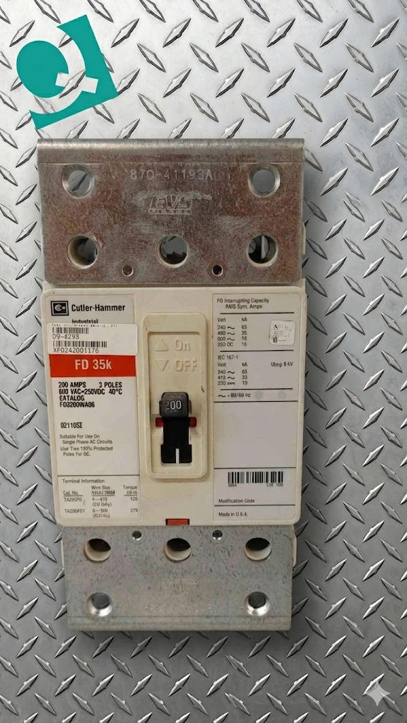 Cutle-Hammer 200A 3 Pole Circuit Breaker 600VAC 250VDC FD3200WA06(104740)