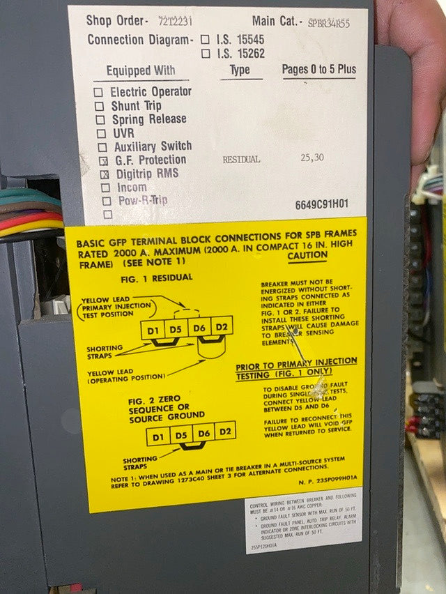 Westinghouse PowR Circuit Breaker 400A SPB 100 w/ Digitrip RMS Cat: PD6S04A020(S6LLST1568)