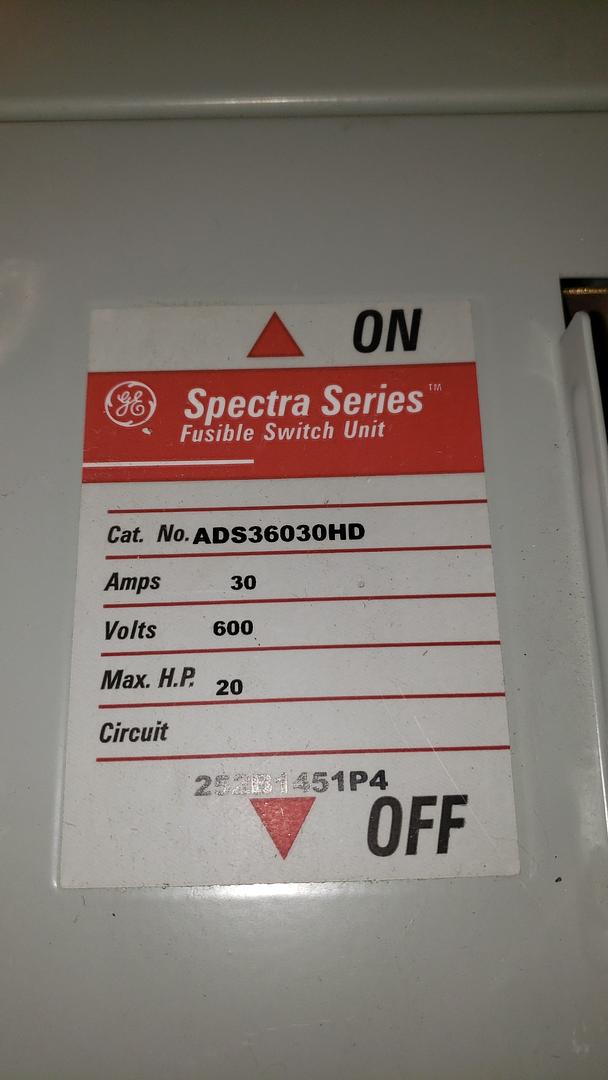 30A GE Spectra Fusible Switch ADS36030HD(S6LLST10040)