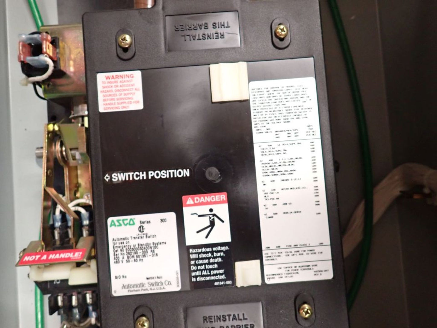 ASCO 400A ATS Automatic Transfer Switch Cat E0030030400N10C 480V 300 Series