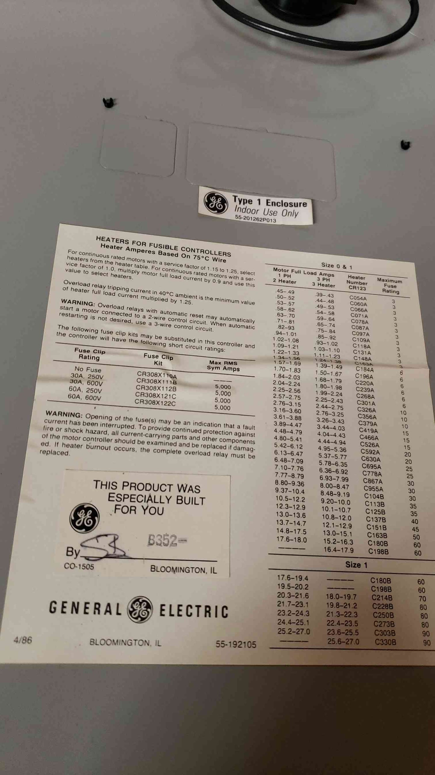 General Electric 300-Line Control Type 1 CR31151**AEA (SKU: 4958AA)(4958AA)