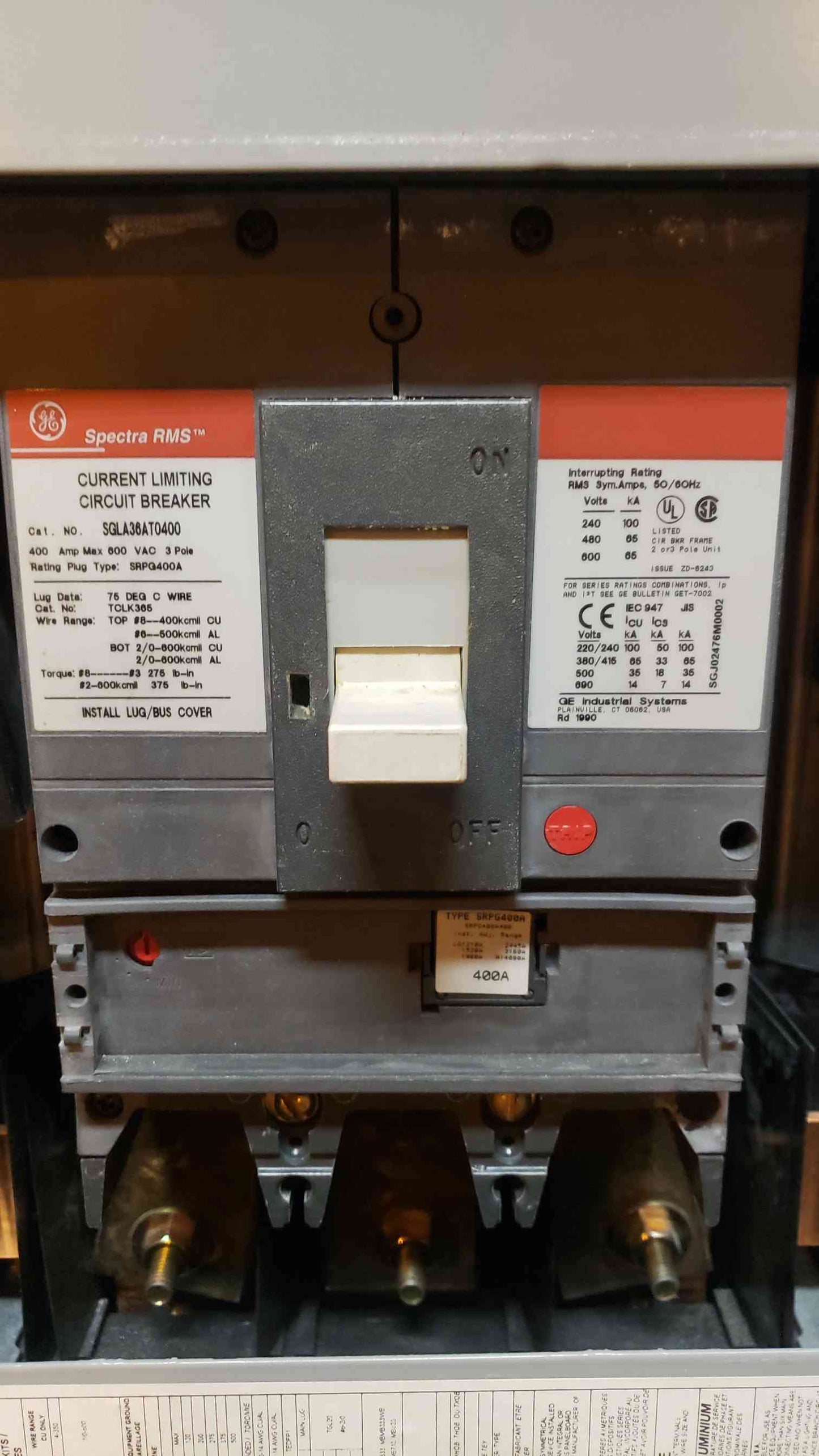 GE ASeries Panelboard 480V, 277V 400A SGLA236AT0400 Main (SKU: 4483AA)(4483AA)