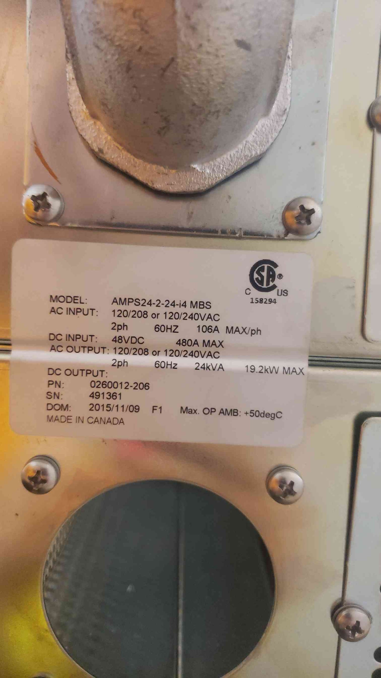 Alpha Technologies Rectifier Modular Power 48VDCAMPS24-2-24-i4 MBS 120/208 '15(100012)