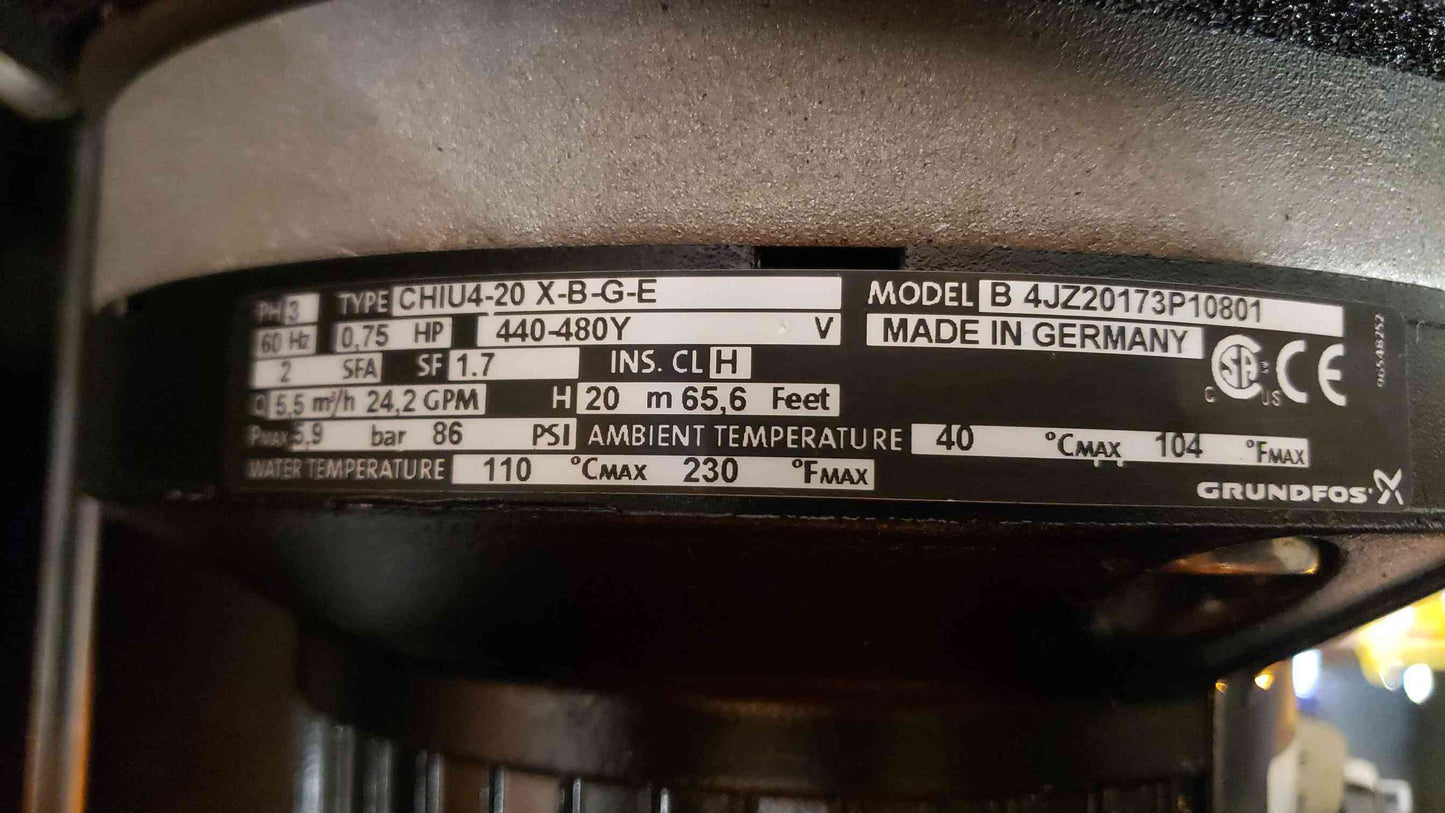 GRUNDFOS .75HP Pump 480V B 4JZ20173P10801 (SKU: 2403AA)(2403AA)