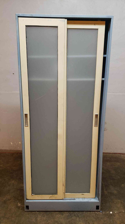7' Tall Blue Metal Storage Lab Cabinet with 2 Shelves Casework