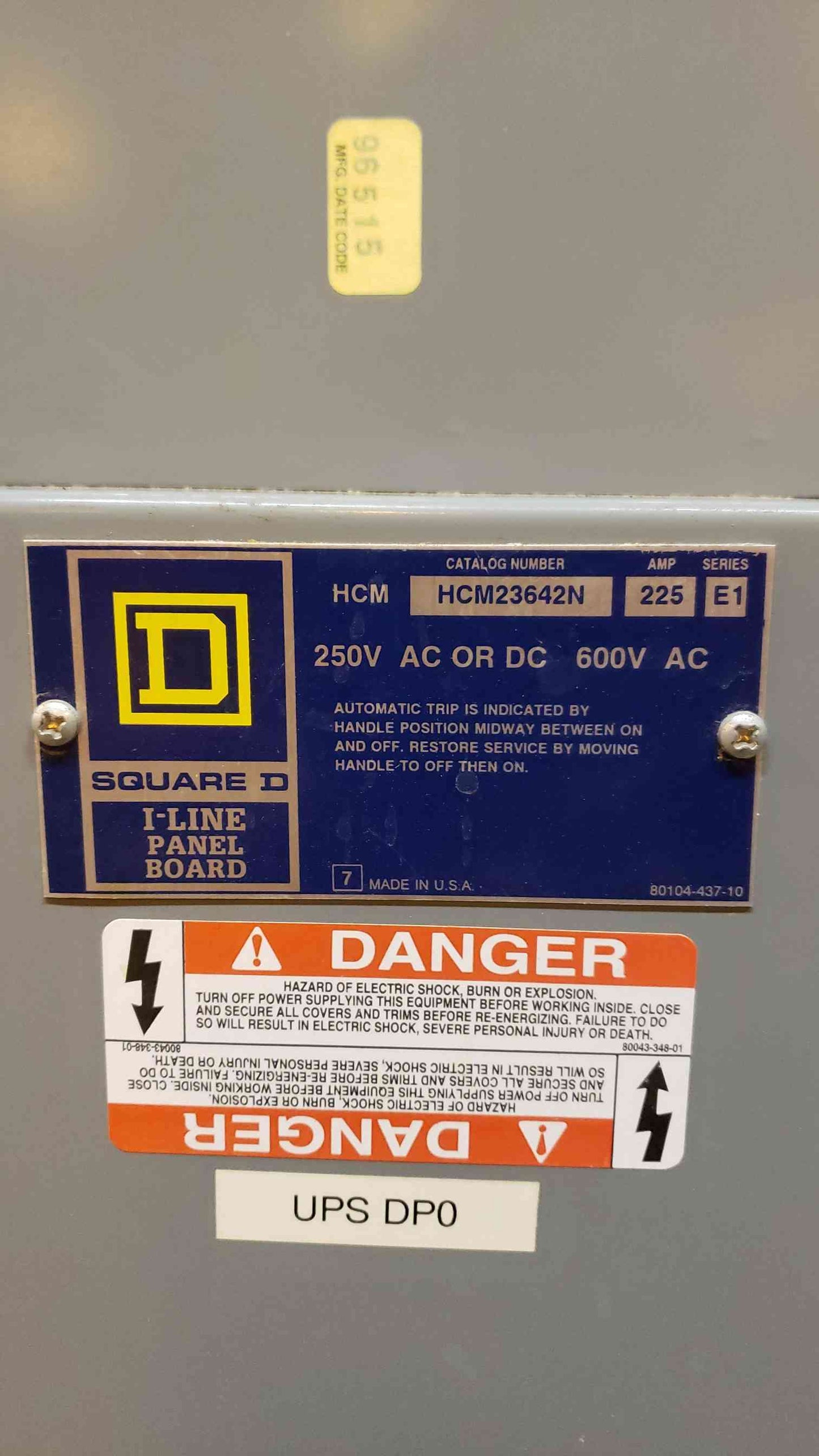 225A Square D I-Line Panelboard  HC3264TS 250V 480V 600V LOADED