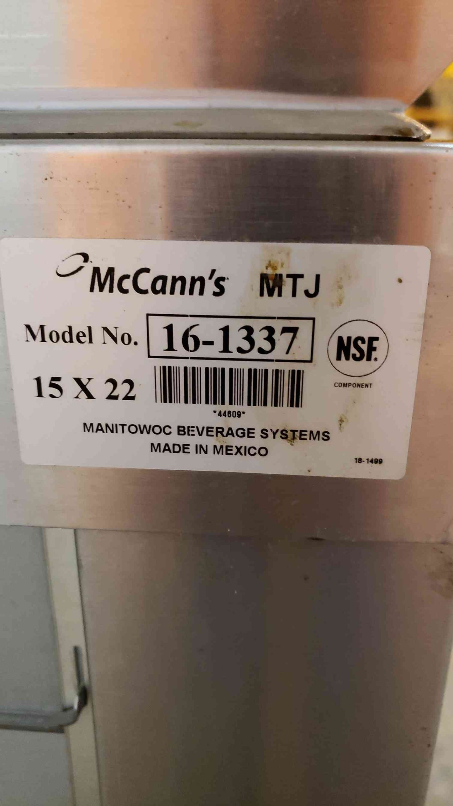 MANITOWOC BEVERAGE Soda Dispenser 16-1337 15X22 McCann's MTJ(100726)
