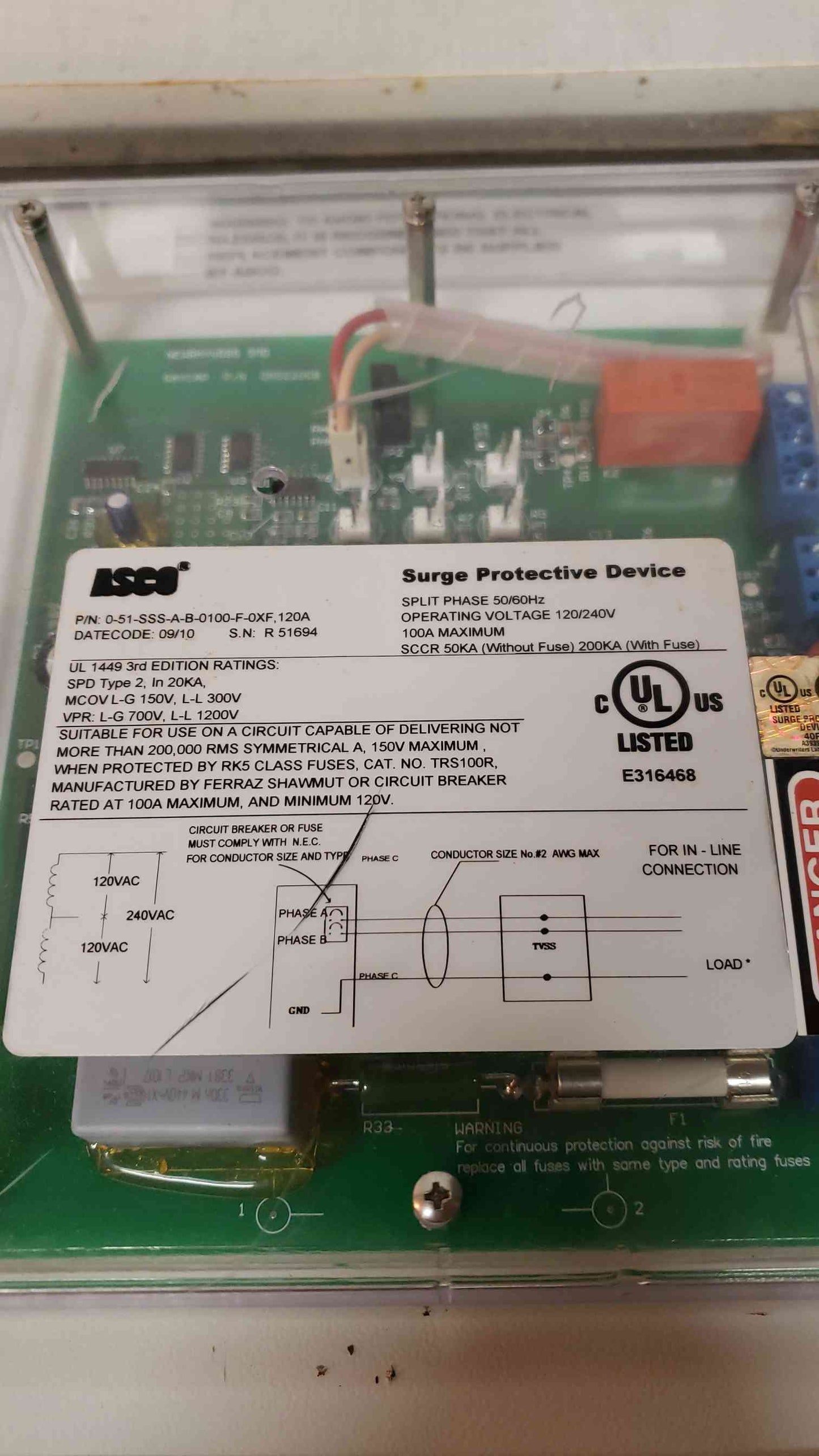 ASCO SERIES 500 Surge Suppression System (SKU: 3889AA)(3889AA)