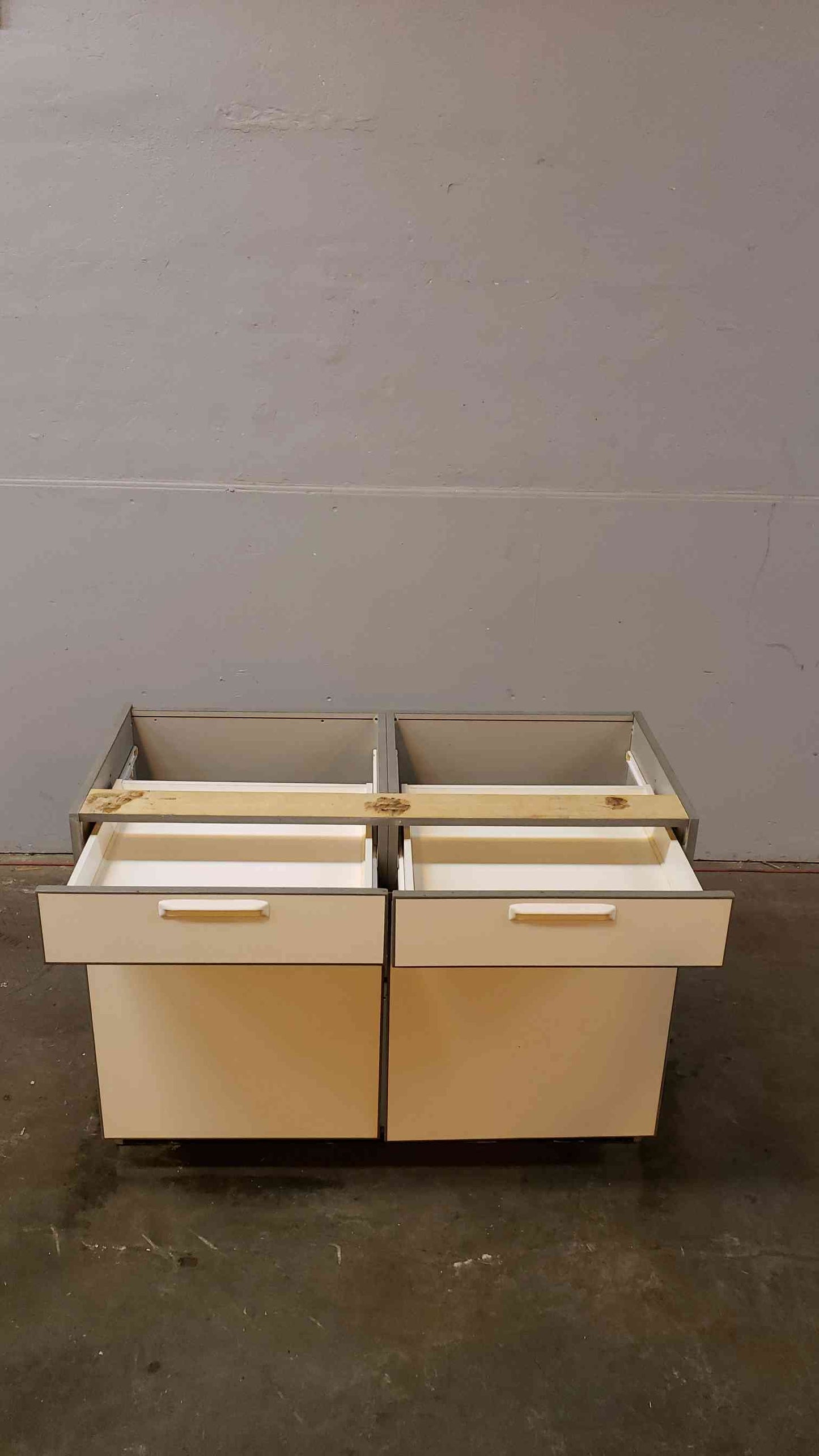 4' Recessed Wooden Casework W/ 2 Drawers 2 Doors(Q16660)