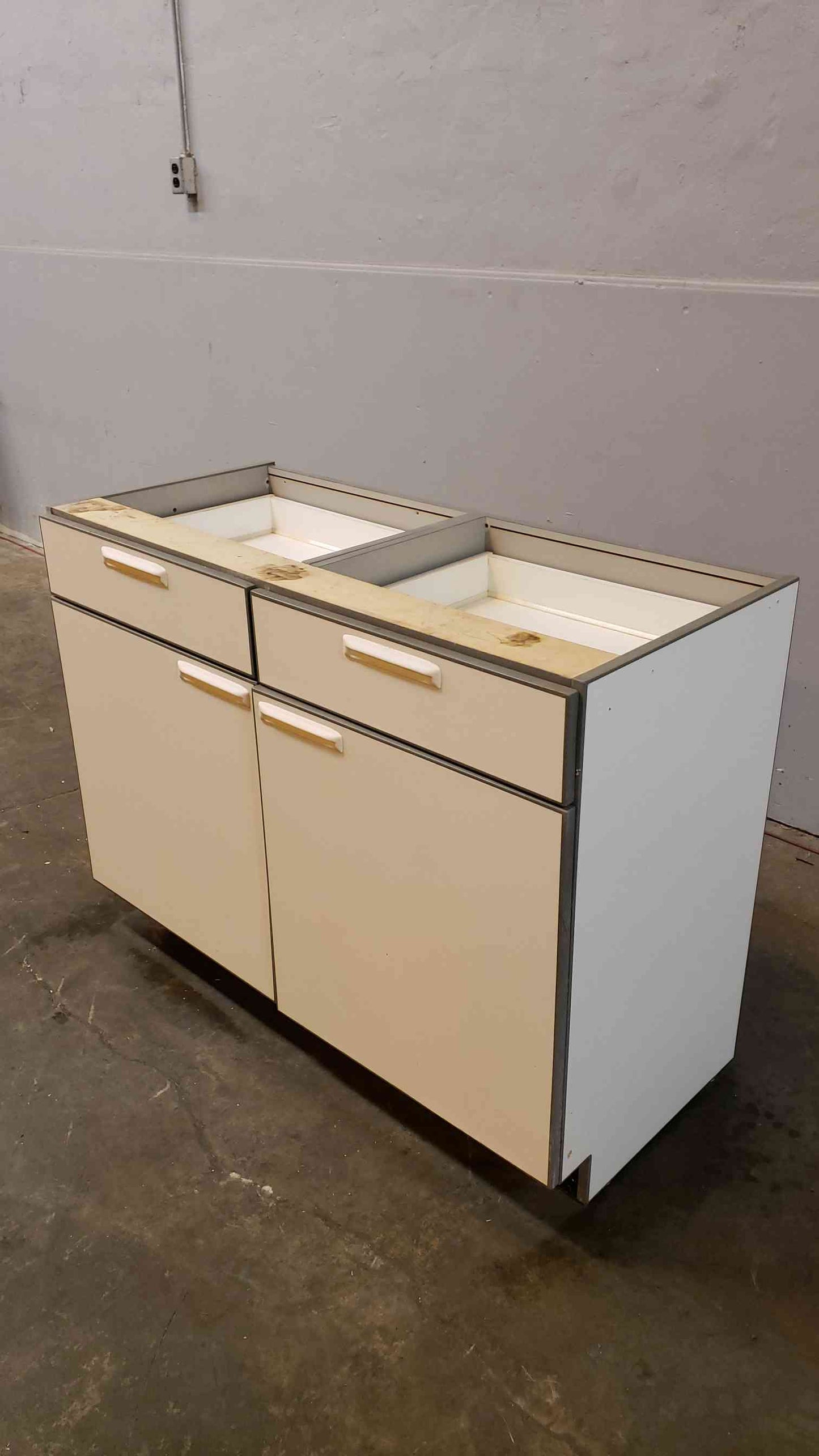4' Recessed Wooden Casework W/ 2 Drawers 2 Doors(Q16660)