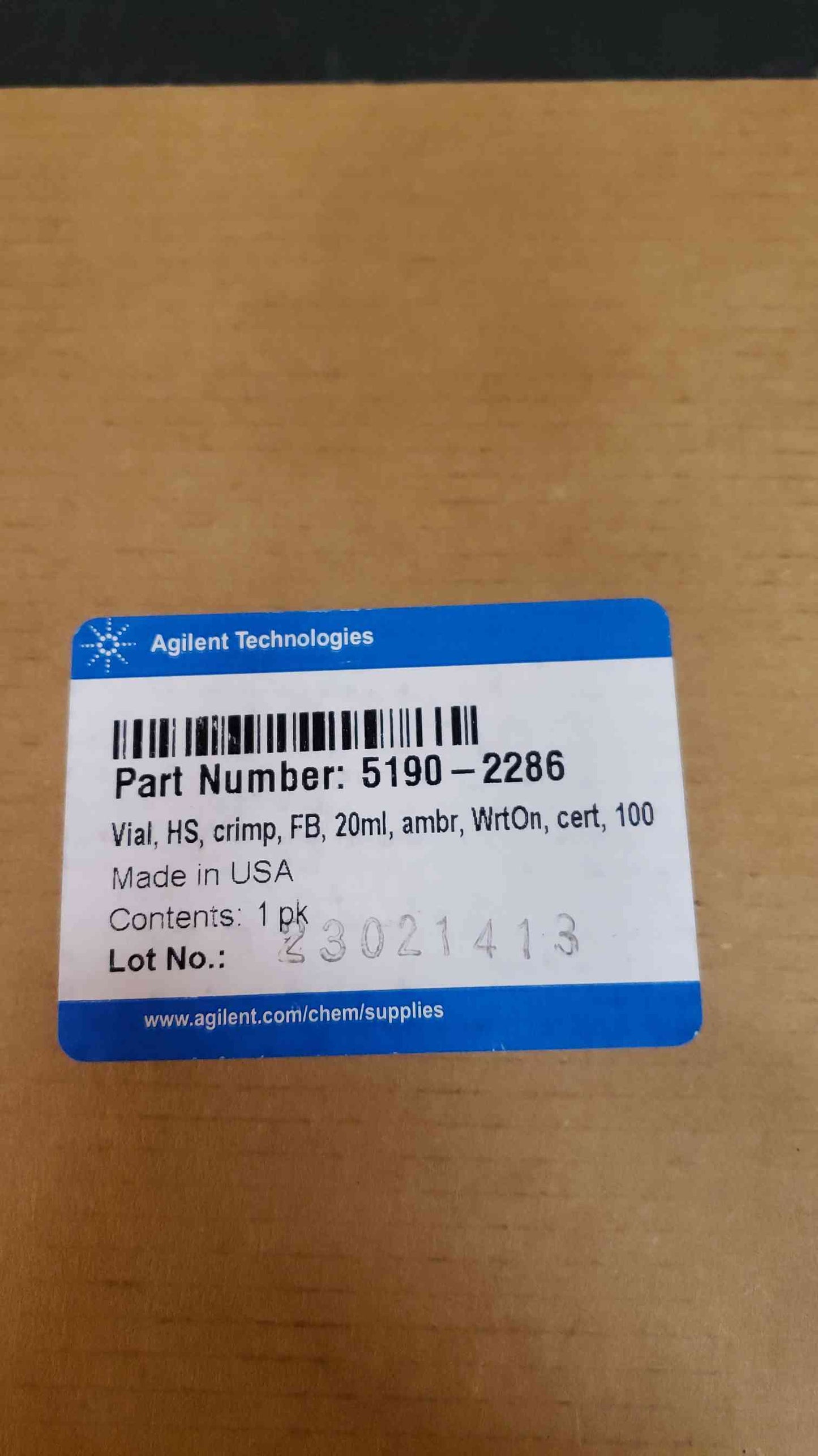 Lot of 100 Agilent Technologies Amber 20ml Vial (SKU: 4402AA)