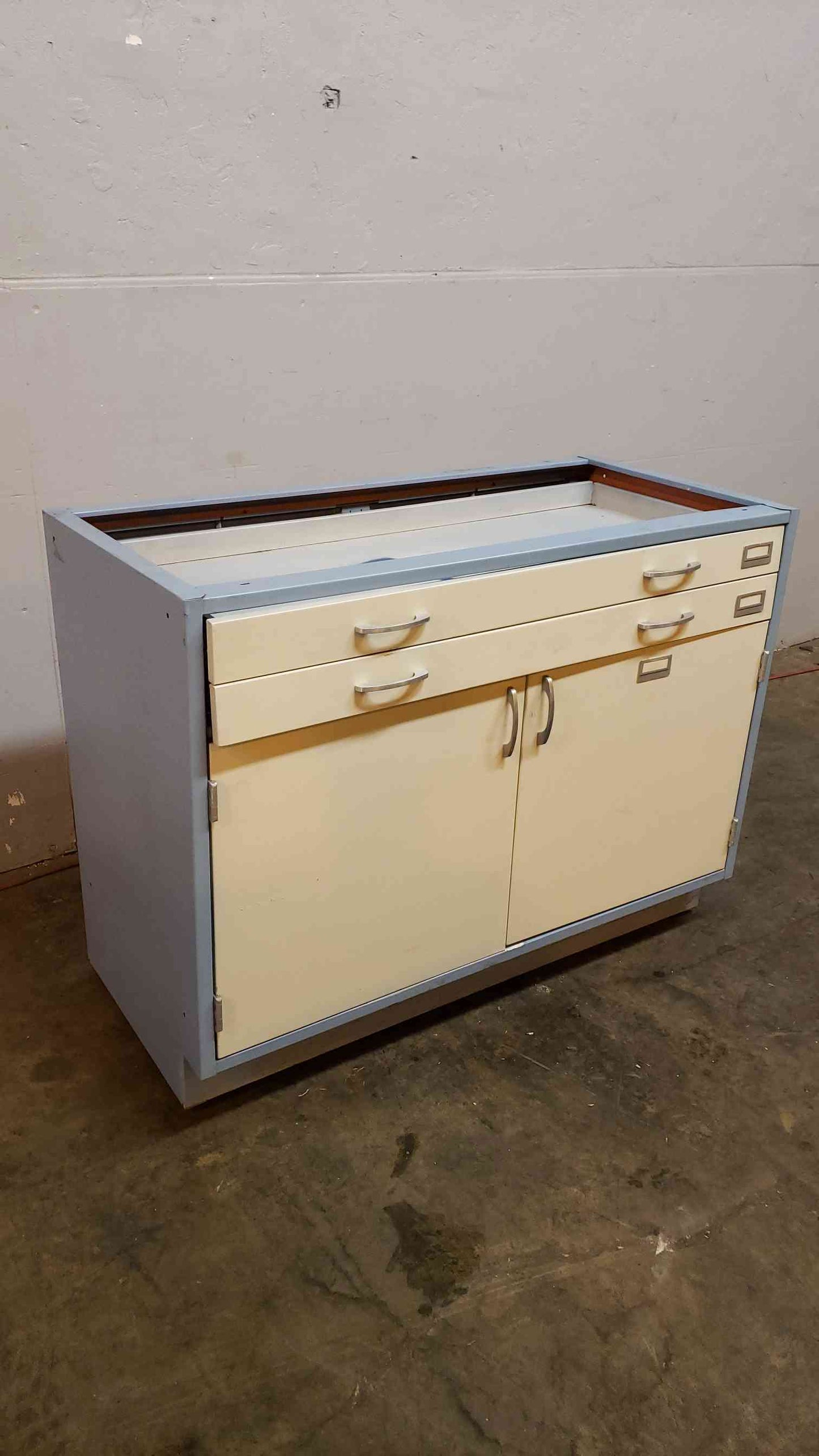 4' Blue and White Casework W/ 2 Drawers 2 Doors(101000)