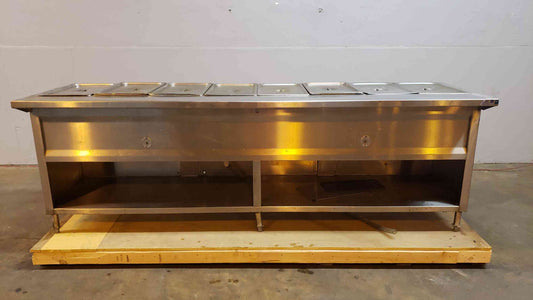 GENERAL 9' Stainless Steel 8 Tray Food Serving Station Cafeteria(100729)