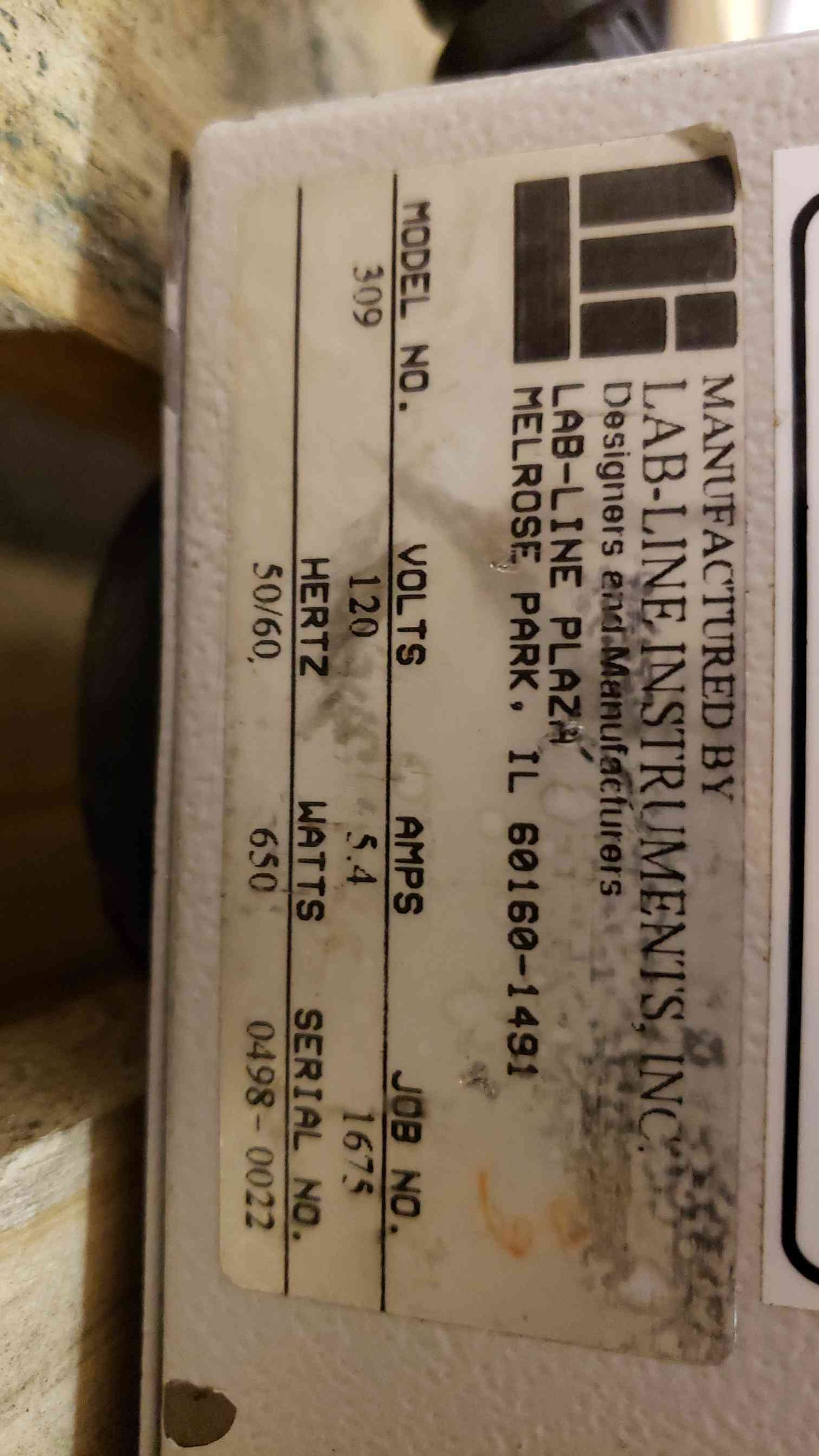 LAB-LINE HYBRIDIZATION INCUBATOR Model 309(100483)