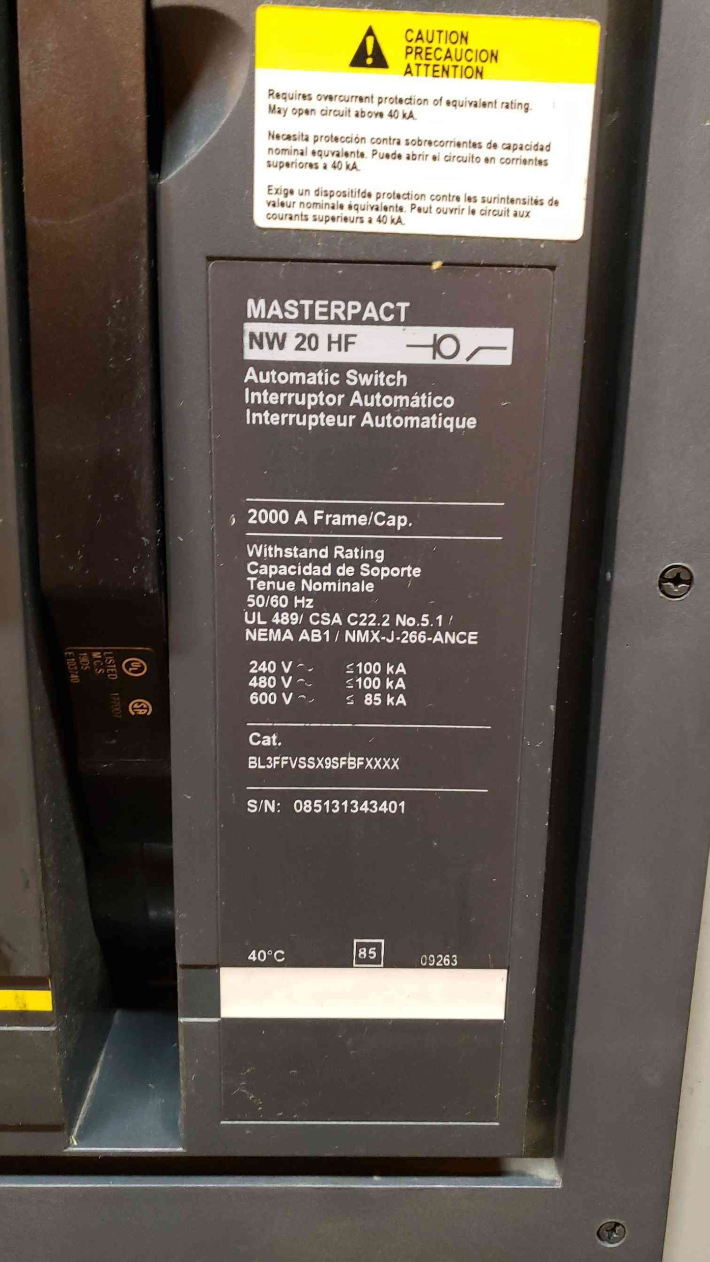 2000A Lake Shore ATS 480v Automatic Transfer Switch ICFA32000CPSD/SE/GFP/FAO (SKU: 2456AA)(2456AA)